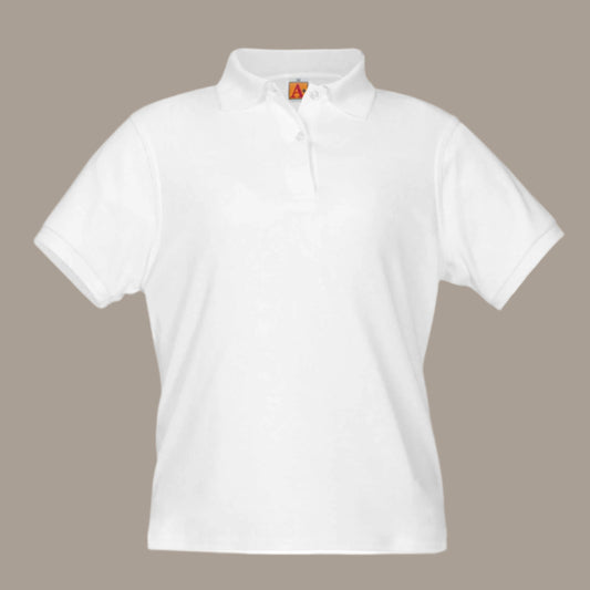 Girls White Short Sleeve Jersey Polo
