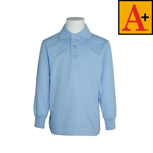 Boys School Apparel Blank Light Blue Long Sleeve Jersey Polo