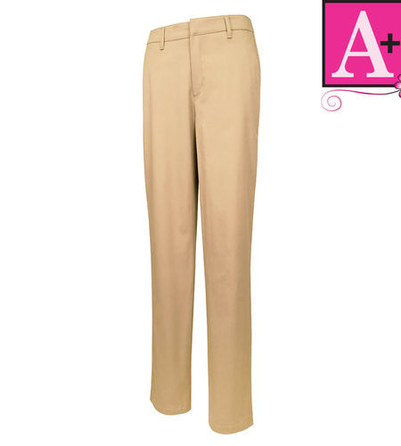Girls Khaki Modern Fit Flat Front Pant